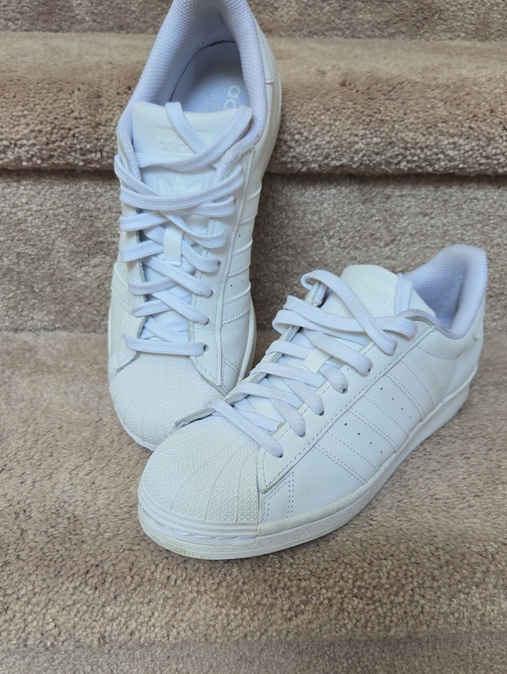 adidas White Classic Shell-Toe Sneakers